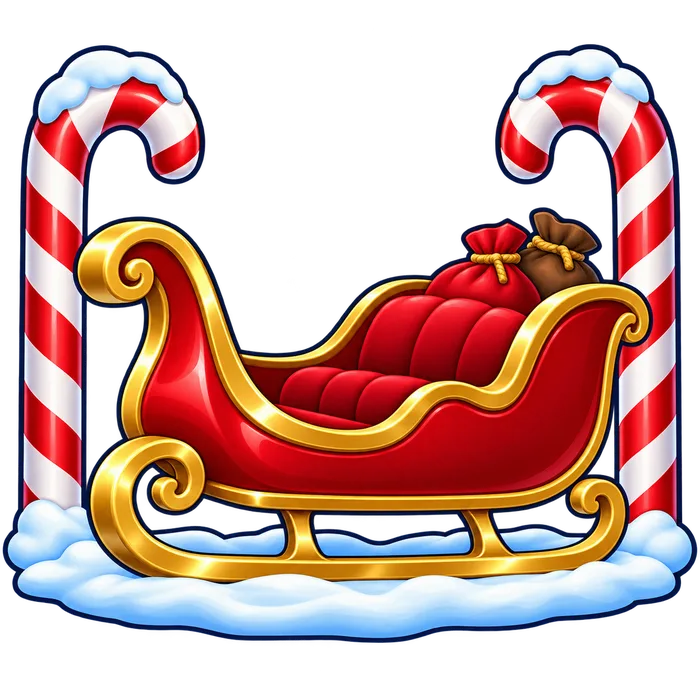 Santa's sleigh loaded with a gift sack